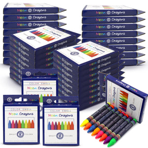 Color Swell Neon Crayons Bulk Packs - 36 Boxes of Fun Neon Crayons (288 total) of Teacher Quality Durable Classroom Packs - ColorSwell