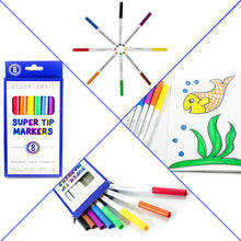 Load image into Gallery viewer, Color Swell Super Tip Washable Markers Bulk Pack 10 Boxes of 8 Vibrant Colors (80 Total) Color Swell