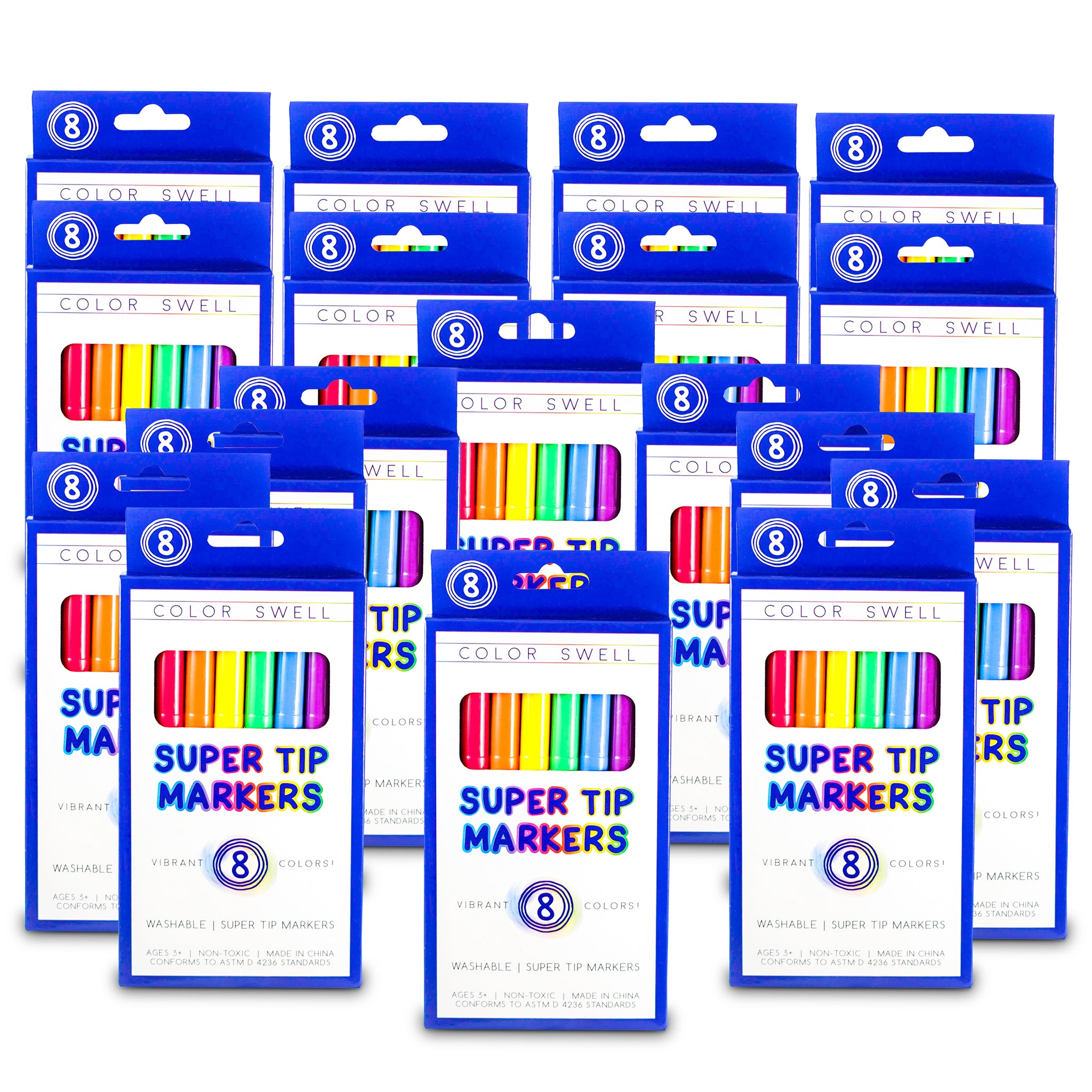 Color Swell Washable Markers Bulk 18 Pack, 8 markers per pack, 144 total markers  in bulk 