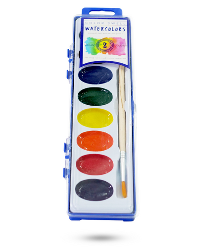 18 Set Bulk Watercolor Paint Pack with Wood Brushes 12 Washable Colors  Perfect for Kids Classroom Parties Students All Ages by Color Swell