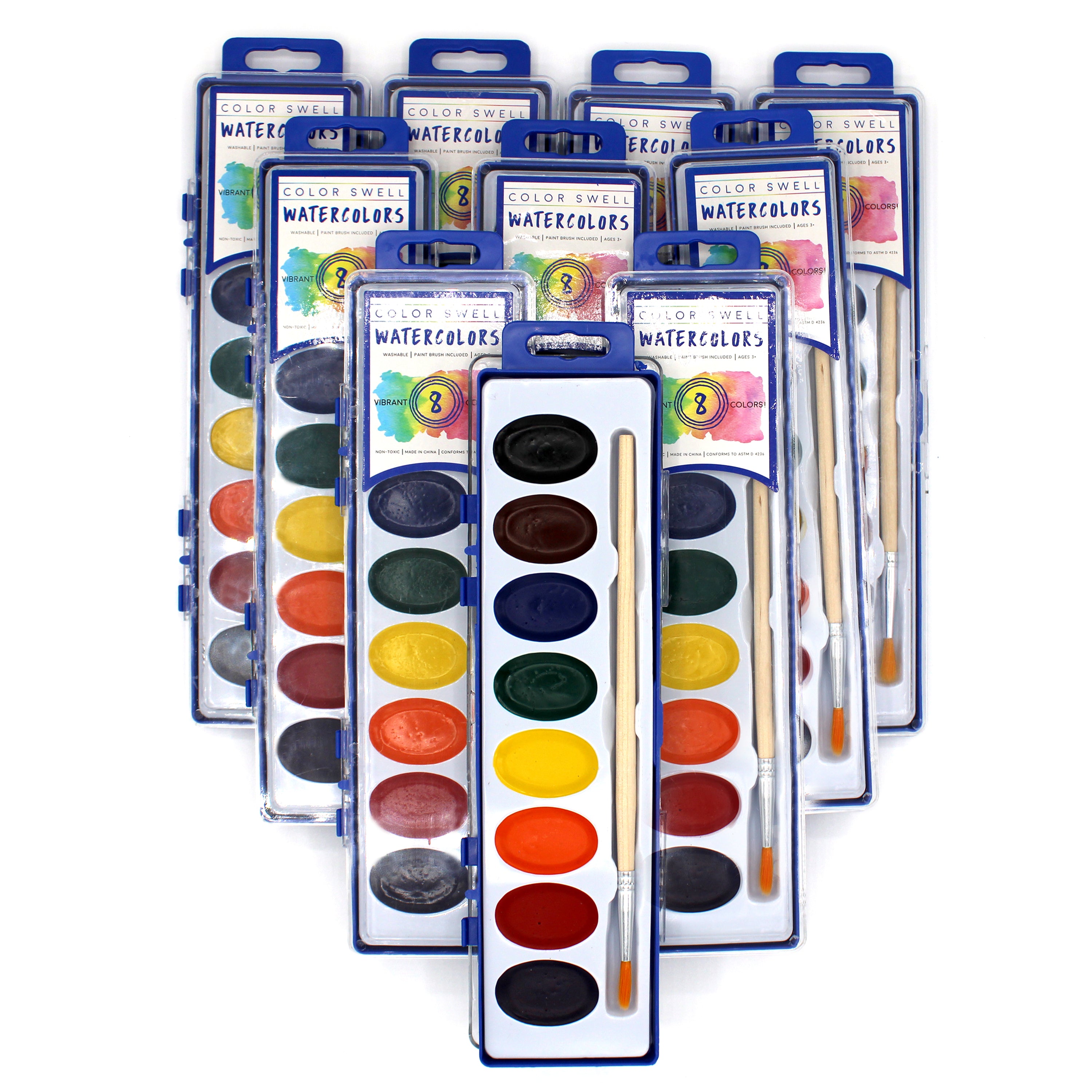  Color Swell 18 Set Watercolor Paint Pack with Wood Brushes 16  Colors Washable Water Colors : Arts, Crafts & Sewing